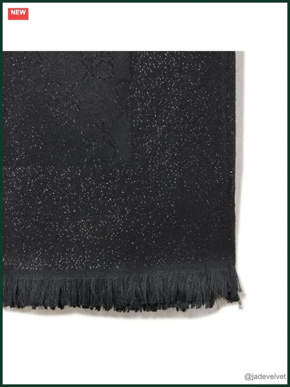 Metallic Logo Scarf With Eyelash Fringe, Lightweight, Polyester Blend